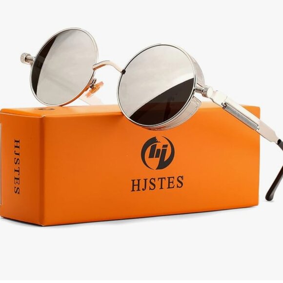 Vintage Round Steampunk Sunglasses Silver main image 4